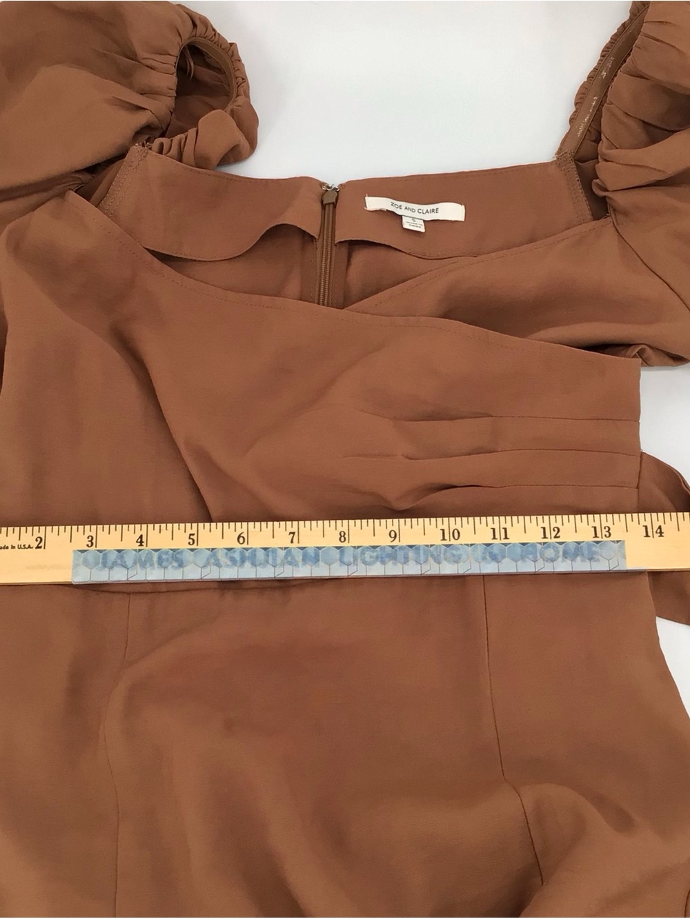 Zoe And Claire Brown Puff-Sleeve A-line Dress Size Small - Picture 7 of 14